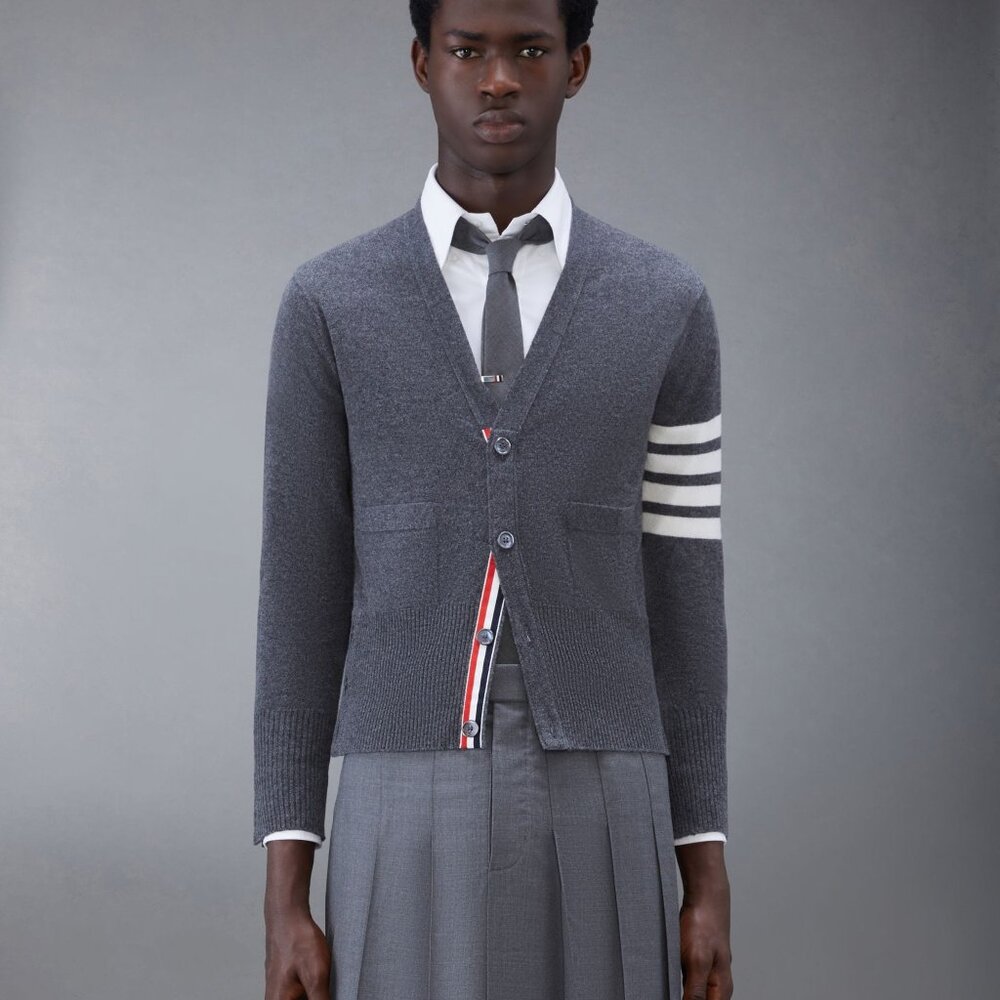 Thom Browne cashmere 4-bar classic V-neck cardigan